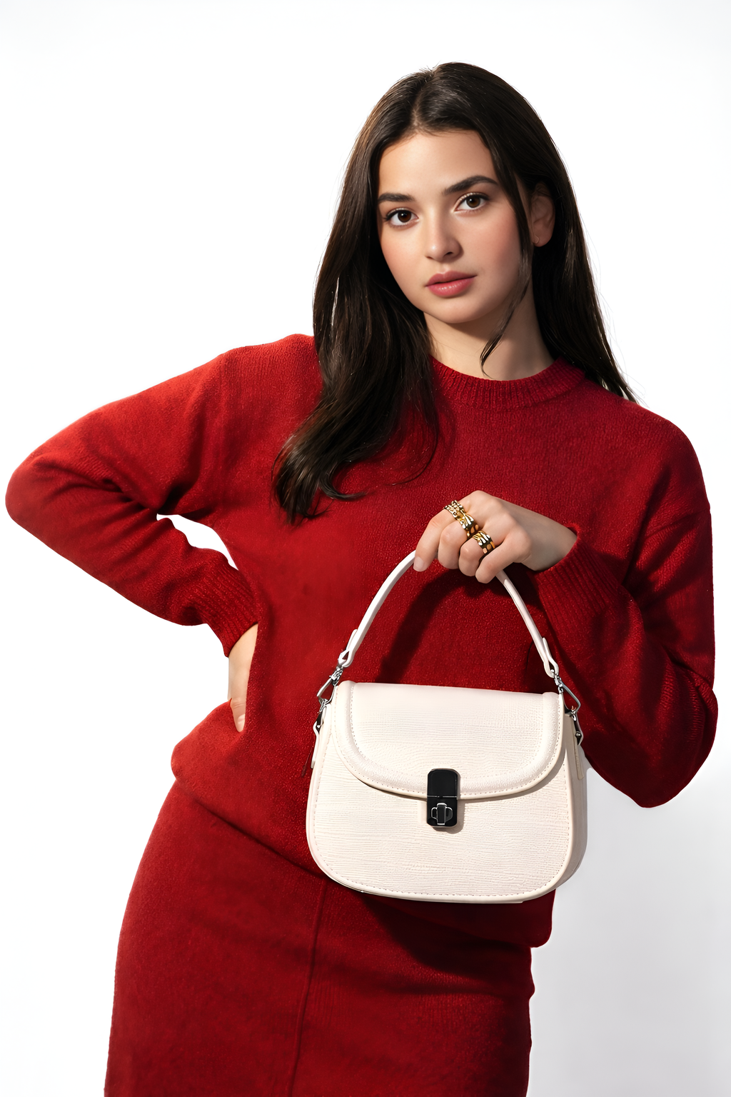Alba Lock White Sling Bag
